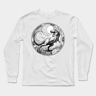 Tyrannosaurus Rex Art Nouveau T-Rex B&W Long Sleeve T-Shirt